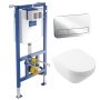 Villeroy & Boch ViConnect Frame Bundle with Architectura Twishflush(e) WH Toilet and Chrome Flush Plate
