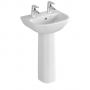 Vitra S20 Wash Basin and Full Pedestal 550mm Wide 2 Tap Hole