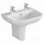 Vitra S20 Cloakroom Basin and Large Semi Pedestal 500mm Wide 2 Tap Hole
