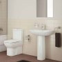 Vitra S20 Cloakroom Suite Toilet and 450mm 1 Tap Hole Basin - Soft Close Seat