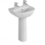 Vitra S20 Cloakroom Basin and Full Pedestal 450mm Wide 2 Tap Hole
