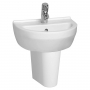 Vitra S50 Basin and Semi Pedestal 450mm Wide - 1 Tap Hole