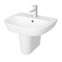 Vitra Zentrum Basin with Semi Pedestal 600mm Wide - 1 Tap Hole