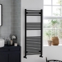 Vogue Axis Matt Black Straight Heated Ladder Towel Rail