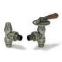 West Abbey Throttle Angled Manual Radiator Valve and Lockshield - Old English Brass