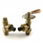 West Abbey Throttle Angled Manual Radiator Valve and Lockshield - Old English Brass