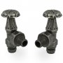 West Abbey Angled Manual Radiator Valves Pair - Pewter