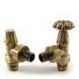 West Abbey Angled Manual Radiator Valve and Lockshield - Old English Brass