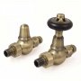 West Admiral Straight Thermostatic Radiator Valve and Lockshield - Antique Brass