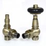 West Amberley Angled Thermostatic Radiator Valve and Lockshield - Antique Brass