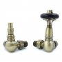West Amberley Corner Thermostatic Radiator Valve and Lockshield - Antique Brass