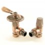 West Bentley Lever Traditional Angled Manual Radiator Valve and Lockshield - Antique Copper