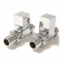 West Bloc Straight Square Radiator Valves Pair - Chrome