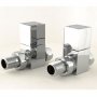 West Cubex Square Straight Radiator Valves Pair Chrome