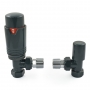 West Echo Angled TRV Thermostatic Radiator Valve and Lockshield - Anthracite
