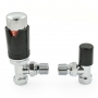 West Echo Angled TRV Thermostatic Radiator Valve and Lockshield - Chrome & Black