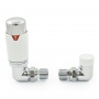 West Echo Corner TRV Thermostatic Radiator Valve and Lockshield - Chrome & White