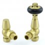 West Eton Traditional Angled Manual Radiator Valve and Lockshield - Brushed Brass