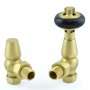 West Faringdon Angled Thermostatic Radiator Valve and Lockshield - Brushed Brass