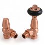 West Faringdon Angled Thermostatic Radiator Valve and Lockshield - Brushed Copper