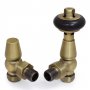 West Faringdon Angled Thermostatic Radiator Valve and Lockshield - Old English Brass