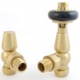 West Faringdon Angled Thermostatic Radiator Valve and Lockshield - Un-Lacquered Brass