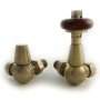 West Faringdon Corner Thermostatic Radiator Valve and Lockshield - Antique Brass