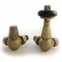 West Faringdon Corner Thermostatic Radiator Valve and Lockshield - Old English Brass