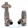 West Gothic TRV Angled Thermostatic Radiator Valve and Lockshield - Antique Copper