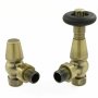 West Jaguar TRV Angled Thermostatic Radiator Valve and Lockshield - Antique Brass
