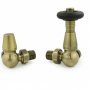 West Jaguar TRV Corner Thermostatic Radiator Valve and Lockshield - Antique Brass