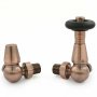 West Jaguar TRV Corner Thermostatic Radiator Valve and Lockshield - Antique Copper