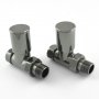West Milan Straight Radiator Valves Pair - Black Nickel