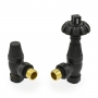 West Poppy TRV Angled Thermostatic Radiator Valve and Lockshield - Textured Black
