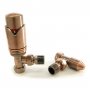 West Wave Angled TRV Thermostatic Radiator Valves and Lockshield - Antique Copper