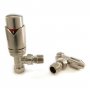 West Wave Angled TRV Thermostatic Radiator Valves and Lockshield - Satin Nickel