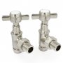 West Westminster Crosshead Angled Radiator Valves Pair - Satin Nickel