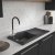 Abode Londa 1.0 Bowl Granite Kitchen Sink With Reversible Drainer 950mm L x 450mm W - Black Metallic