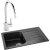 Abode Oriel 1.0 Bowl Granite Inset Kitchen Sink with Atlas Sink Tap 780mm L x 480mm W - Black