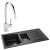 Abode Oriel 1.5 Bowl Granite Inset Kitchen Sink with Atlas Sink Tap 950mm L x 480mm W - Black