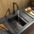 Abode Syncronist Compact 1.25 Bowl Inset/Undermount kitchen Sink 600mm L x 460mm W with Drainer - Metallic Black