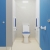AKW Colse Coupled Ambulant Doc M Pack Disabled Toilet with Grab Rails - Fluted Blue