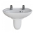 AKW Livenza Plus Basin and Semi Pedestal 450mm Wide - 2 Tap Hole