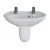 AKW Livenza Plus Basin and Semi Pedestal 500mm Wide - 2 Tap Hole