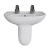 AKW Livenza Plus Basin and Semi Pedestal 550mm Wide - 2 Tap Hole