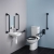 Armitage Shanks Contour 21+ Doc M Pack with Close Coupled Toilet and Charcoal Rail - Left Handed