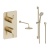Britton Hoxton 2.0 Brushed Brass Dual Outlet Concealed Thermostatic Shower Set with Fixed Head and Slide Rail Kit | Thumbnail Image