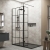 Delphi Accents Grid Matt Black 8mm Wet Room Shower Screen & Hinged Return (inc Slate Grey Tray) | Thumbnail Image