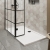 Delphi Accents Grid Matt Black 8mm Wet Room Shower Screen & Hinged Return (inc White Tray) | Thumbnail Image