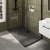 Delphi Accents Matt Black 8mm Wet Room Walk-In Shower Enclosure (inc Slate Grey Tray)